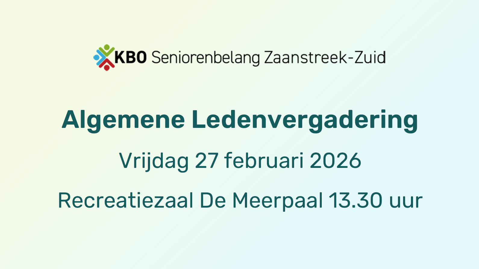 Algemene Ledenvergadering KBO Zaanstreek Zuid